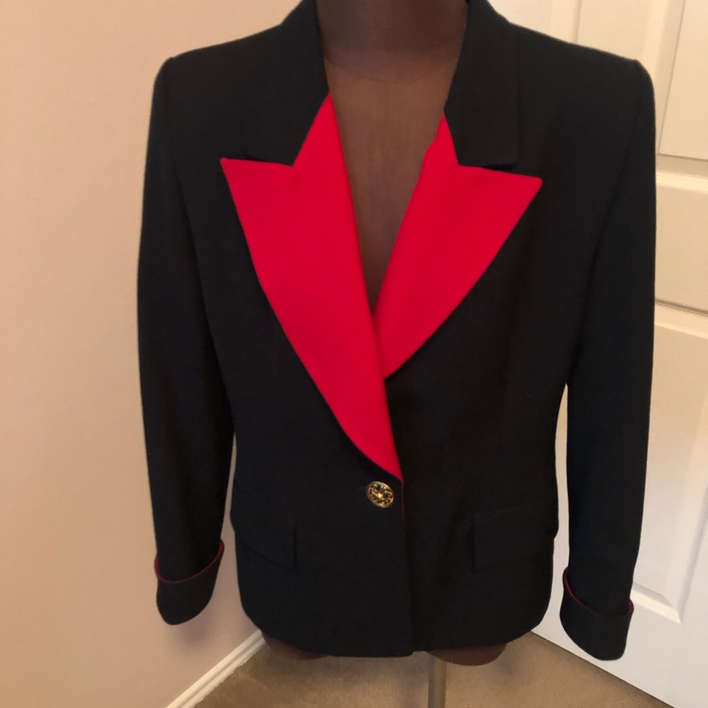 Vintage Christian Dior Black with Red Trim Blazer